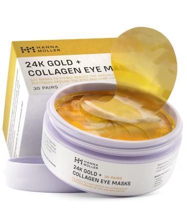 * Eye Mask  Under Eye Patches  Gold Eye Patches for Puffy Eyes Reduce Dark Circles  24k Gold Eye Masks w/ Collagen & Snail Peptides  Puffiness  Moisturizing Eye Gel Pads  30 Pairs