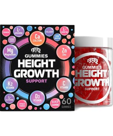Height Growth Increase Gummies Vitamins Grow Tall Supplement Calcium Magnesium Zinc Ashwagandha Glucosamine Multivitamin for Teens Kids Adults 60 Count (Pack of 1)