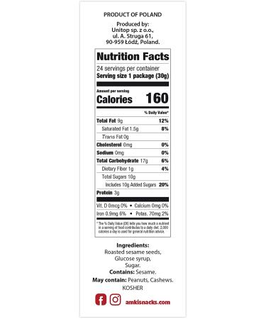 AMKI Sesame Thins Classic - Gluten Free Vegan Snack, 24 Pack 720g - Buy Online on GoSupps.com