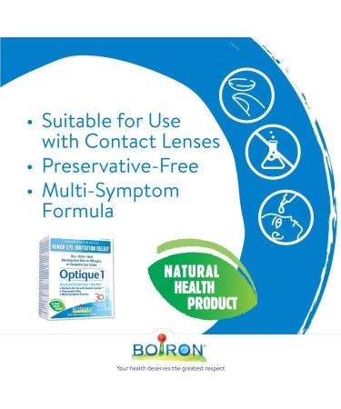 Boiron Optique 1 Eye drops used to relieve minor eye irritations such as dry itchy or red burning eyes due to allergies or computer eye strain. 30 unit-doses - Buy Online on GoSupps.com