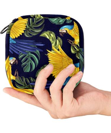 Hand Drawn Tropical Plants Animals Sanitary Napkin Storage Bag - Teen Girls Period Pouch for School - Buy Online on GoSupps.com
