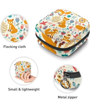 Shop Cute Orange Fox & Flower Women's Storage Pockets | Portable Period Kit Bag - Ideal for Girls - Buy Online on GoSupps.com