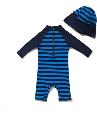 Baby Boys Sunsuit UPF 50+ Sun Protection One Piece Swimwear Set with Sun Hat - Stripe Turtle, 18-24 Months - Buy Online on GoSupps.com