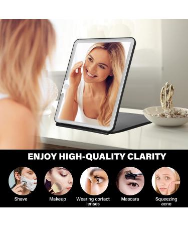 Austrobo 10in Travel Mirror with 72 LEDs, Touch Sensor Dimmable, USB Rechargeable - Portable Makeup Mirror for Travel - Black - Buy Online on GoSupps.com
