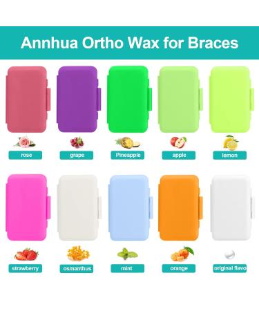 10 Boxes of AnnHua Orthodontic Wax for Braces - 50 Strips in 10 Flavors Ideal for Wire Brackets - International Shipping Available - Buy Online on GoSupps.com