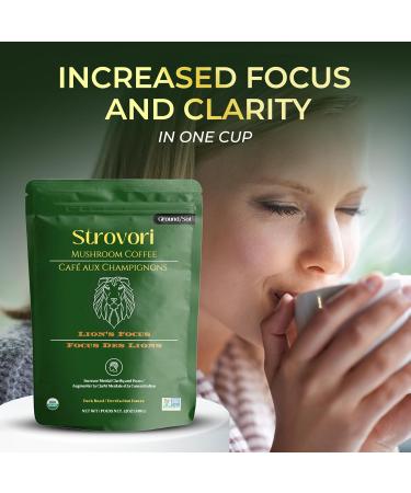 *NEW* Strovori Lion's Focus Mushroom Coffee - Coarse Air-Dried Blend with Lion s Mane & Rhodiola Rosea - 340g Bag - Buy Online on GoSupps.com