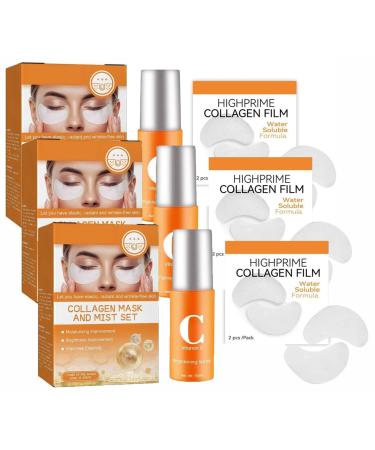 Korean Technology Soluble Collagen Film | Highprime Collagen Film & Mist Kit | Collagen Film & Mist Kit High Prime Collagen Film Face Mask for All Skin Types (3Set)