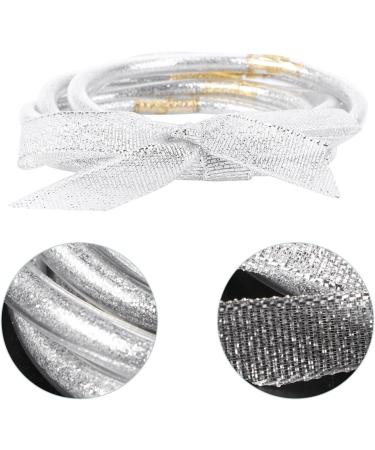 Operitacx 1Pc Ribbon Glitter Bracelet glitter wristband transparent tube bracelet kid suit silicone wristbands buddha bracelet for men swirl bracelets plastic Christmas Wearing Accessory set Silver 7.5x7.5cm - Buy Online on GoSupps.com