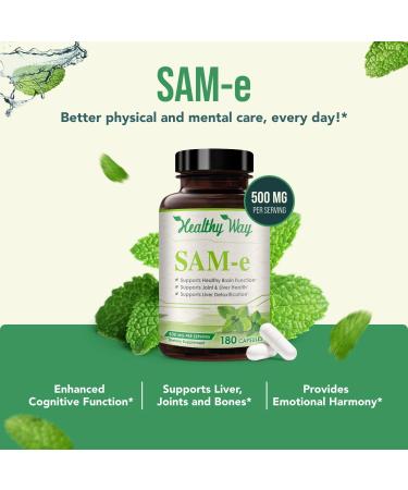 HealthyWayRx 500mg SAM-e & Coenzyme Q10 200mg CoQ10 Supplement Bundle - Brain Mood Focus and Energy Support Bundle with CoQ10 and S-Adenosyl-L-Methionine Capsules - Buy Online on GoSupps.com