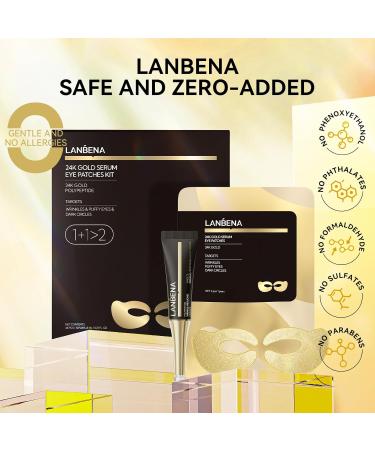 LANBENA Patchs Contour des Yeux 24K Or Essence R ductrice Rapide R duit les Poches Yeux Gonfl s Rides Cernes et Ridules. Kit de Soins des Yeux (12 Paires 8 ml) dor  - Buy Online on GoSupps.com