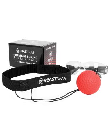 Beast Gear Boxing Reflex Ball - 60mm Reaction Ball Headband with Safety Glasses - Martial Arts Training Equipment for Muay Thai & MMA, Adults & Kids Boxing Set with Adjustable Length String
