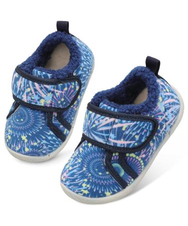 JOINFREE Baby Girl First Walking Shoes Anti-Slip Plush Baby Boys Slipper Shoes Cozy Toddlers Shoes 2.5/3 UK Child Blue
