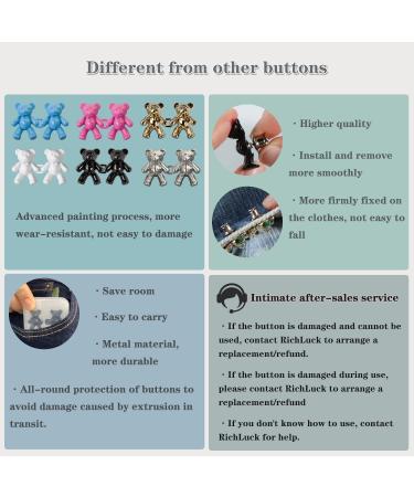 RichLuck Adjustable Jean Button Pin - No Sewing Required - Silver Bear Design - Buy Online on GoSupps.com