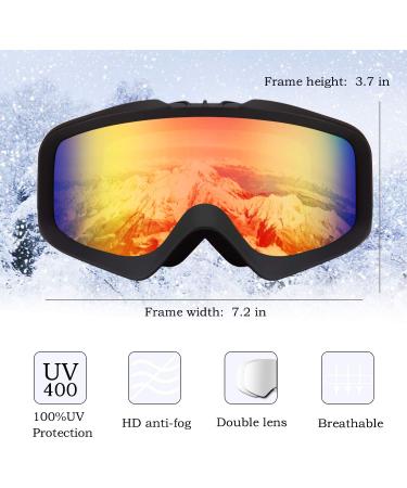 Karsaer Anti-Fog Ski Goggles with UV Protection | Matte Black Frame Red Mirrored Lens | Snowboard Goggles for Men Women Youth - Buy Online on GoSupps.com
