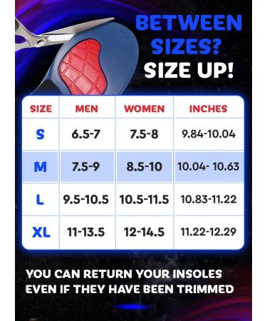 Plantar Fasciitis Arch Support Insoles - Deep Heel Cup Inserts for Men & Women - Pain Relief for Flat Feet - Improve Balance - Dark Blue (M Men's 7.5-9 / Women's 8.5-10 - Buy Online on GoSupps.com