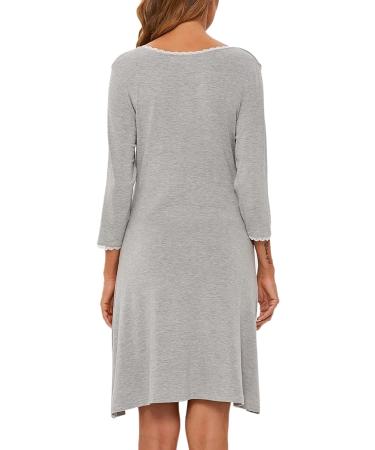 Sykooria Women's Nursing Nightdress | Soft Cotton Maternity Nightgown - Grey - Size Large - Buy Online on GoSupps.com