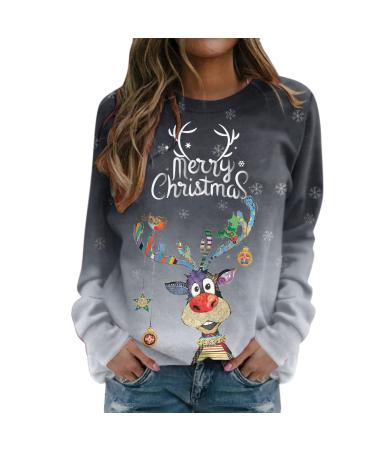 General Christmas sweater women rudolph reindeer elf Christmas sweater hoodover Christmas sweater Christmas sweats sweatshirt xmas sweater shirt sweater blanket knitting rock and sweater gray #2 m