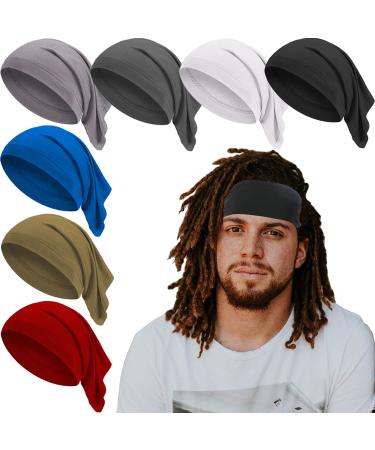 7 Pieces Unisex Dreadlock Caps Dreadlock Bands Elastic Long Hair Spandex Loc Cap Solid Color Dread Head Wraps Braid Bonnet Tube for Men Women