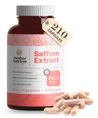 Saffron Extract Supplements by Mother Nutrient  Saffron Supplement Capsules for Women and Men  88.5 mg of Saffron Extract (Crocus Sativus)  Non-GMO  7 Month Supply (210 Capsules)
