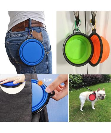 Buy 2-Pack Foldable Dog Travel Bowls - Portable Silicone Feeding Bowls for Pets | Blue & Green 350ml | Ideal for Water & Food with Carabiner Hook - Buy Online on GoSupps.com