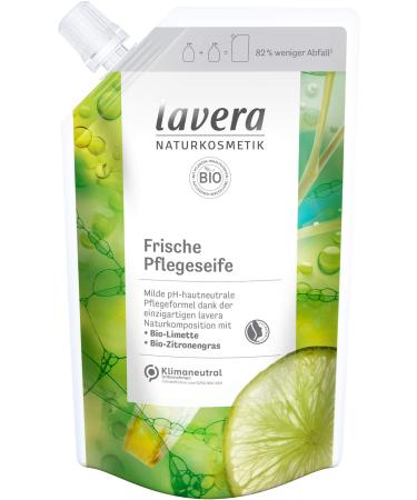 Lavera refill bags of fresh care soap - liquid soap with organic lime & bio -lemon grass - mild cleaning - vegan - pH -neutral - also suitable for sensitive & dry skin - 6 x 500 ml