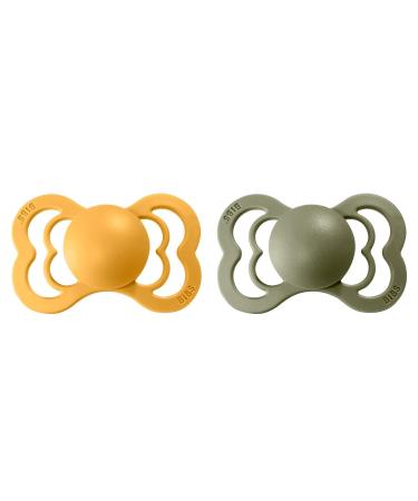 BIBS Supreme Baby Pacifier 2-Pack | Made in Denmark | BPA Free | Size 2 (6-18 Months) | Honey Bee/Olive - Buy Online on GoSupps.com