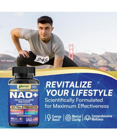 NAD+ Supplement with Liposomal NAD+ Nicotinamide Riboside Magnesium Vitamin B3 & B12 Resveratrol Turmeric Ashwagandha Lion s Mane 10-in-1 Extra Strength 60 Count (Pack of 1) - Buy Online on GoSupps.com