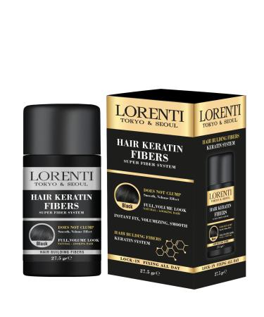 LORENTI TOKYO & SEOUL Keratin Hair Fibers | Super Fiber System Does Not Clump Full Volume Look | Keratin Nourishing Hair Pomade Fiber (Black)