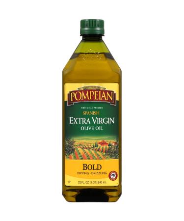 Pompeian Spanish Bold Extra Virgin Olive Oil, First Cold Pressed, Strong, Fruity Flavor, Perfect for Dipping and Drizzling, 32 FL. OZ. Bold Extra Virgin Olive Oil 32 Fl Oz (Pack of 1)