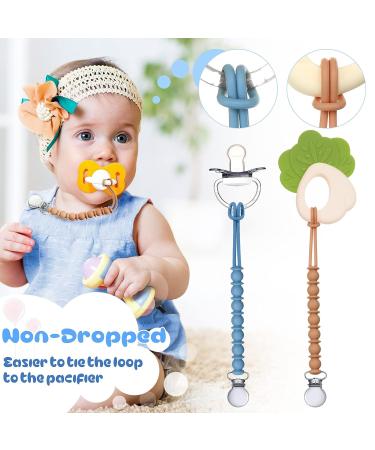 Nuanchu Pacifier Clips Set for Baby | Teething Relief Beads Holder | Paci Strap Teether Toy | New Parents Gift - Buy Online on GoSupps.com