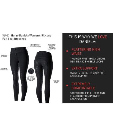 HORZE Daniela Silicone Grip Full Seat Breeches | High Waist Equestrian Riding Pants Black 34 - Buy Online on GoSupps.com