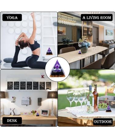 6cm Amethyst Crystal Pyramid - Tree of Life Desktop Ornament for Yoga & Meditation | Home Decoration - Buy Online on GoSupps.com