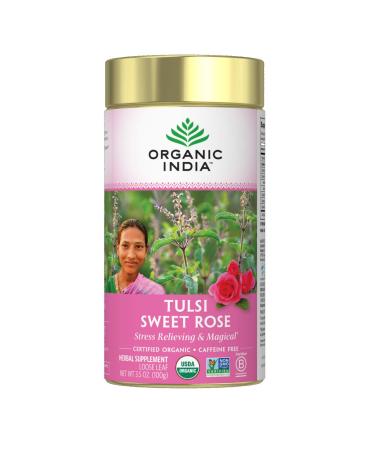 Organic India Tulsi Loose Leaf Blend Tea Sweet Rose Caffeine-Free 3.5 oz (100 g)