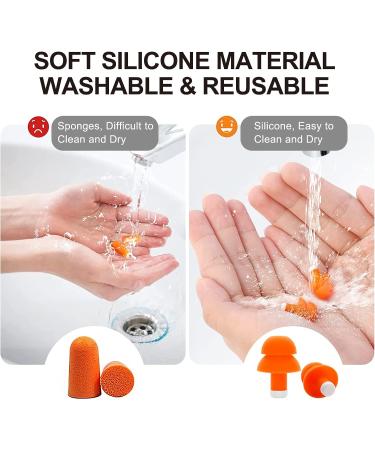 Silicone Soft Ear Plugs for Side Sleepers - 32dB Noise Reduction, Reusable Washable - 3 Pairs for Sleep, Work, Study, Snoring, and Travel | Orange - Buy Online on GoSupps.com