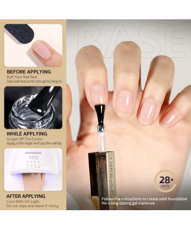 GAOY Gel Top Coat and Base Coat Set - 13ml 2Pcs No Wipe Clear Foundation for Acrylic Nails - DIY Manicure and Pedicure at Home - Buy Online on GoSupps.com