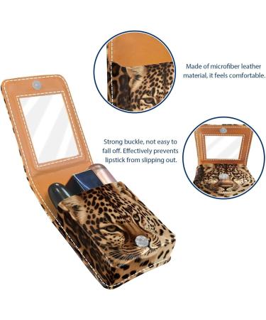 Buy Stylish Brown Leopard Print Leather Lipstick Case Organizer with Mirror | Mini Lip Gloss Holder for Travel | International Shipping Available - Buy Online on GoSupps.com