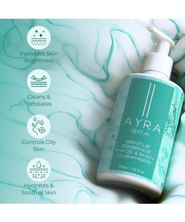 AYRA SPA Gentle Essence Facial & Body Cleanser Dermatologically Tested Cleans Nourishes & Prevents Dryness Suitable for Sensitive Skin Vegan & COSMOS Natural Certified - Buy Online on GoSupps.com