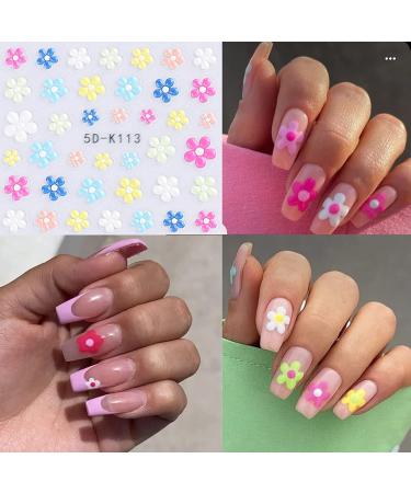 Daisy Nail Art Sticker 5D - Exquisite Floral Nail Decal, Self-Adhesive Design for Women & Girls - 4 Sheet Pack - Buy Online on GoSupps.com