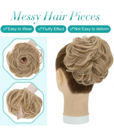 S-Noilite Ash Brown Curly Messy Bun Hair Scrunchie for Women - Synthetic Ponytail Bun Extension Updo Chignon - Buy Online on GoSupps.com