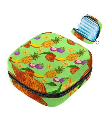 Tropical pineapple mangosteen women's napkin storage bag portable period bag for women teenagers girls menstrual cup breastfeeding pillow holder
