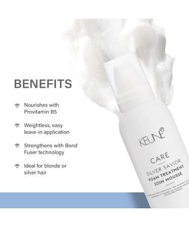 Keune Care Silver Savior Foam Treatment Toning & Moisturizing Leave-In Mousse for Blonde & Grey Hair 6.9 Fl Oz - Buy Online on GoSupps.com