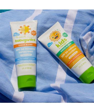 Babyganics SPF 50 Mineral Sunscreen Lotion Sheer Blend UVA UVB Protection Octinoxate & Oxybenzone Free Water Resistant Fragrance Free 3 oz - Buy Online on GoSupps.com