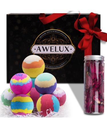 LEPEIQI Luxury Bath Bombs Gift Set - 9 Large Bath Salt Balls with Dried Rose Petals - Organic Bubble Bath for Women, Girlfriends, Couples, and Mothers (Rose Set) - Buy Online on GoSupps.com