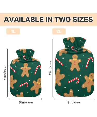Cozy 2L Hot Water Bottle with Christmas Motif - Soft & Warm Ginger Cookies Design for Winter Relief - Perfect for Bed Hand Neck & Shoulders - Buy Online on GoSupps.com