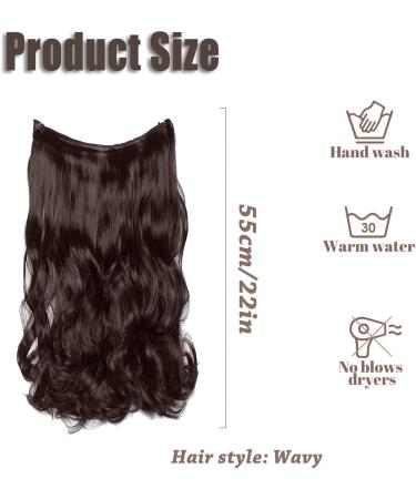 Invisible Wire Hair Extensions with Transparent Wire Adjustable Synthetic Hair Piece Long Wavy Secret Headband Hairpieces for Women 22 Inch Dark Brown - Buy Online on GoSupps.com