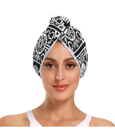 Graffiti Seamless Diagram Hair Towel 2 Pack Super Absorbent Hair Drying Towel Quick Dry Hair Turbans Head Towel with Button Twisty Wrap for Women Girls