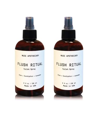 Muse Bath Apothecary Flush Ritual - Aromatic & Refreshing Toilet Spray, Use Before You Go, 8 oz, Infused with Natural Essential Oils - Aloe + Eucalyptus + Lavender, 2 Pack Aloe + Eucalyptus + Lavender 8 Fl Oz (Pack of 2)
