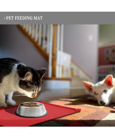 Reopet Waterproof Silicone Pet Feed Mat - Elevated Edges for Dogs & Cats | 60x40 cm Red - International Shipping Available - Buy Online on GoSupps.com