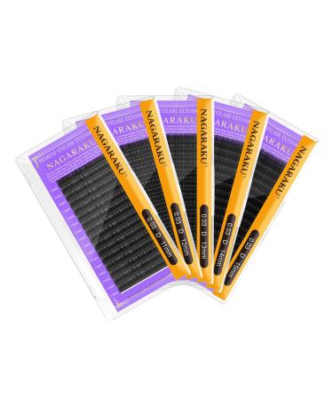 Nagaraku 5 tablets 11/12/14/14/15mm 0.03 D Curl Single eyelashes Individual eyelash extension permanent volume eyelashes eyelash extensions gently matt black 16 rows (total 5 trays) 11 12 13 14 15mm 0.03 d