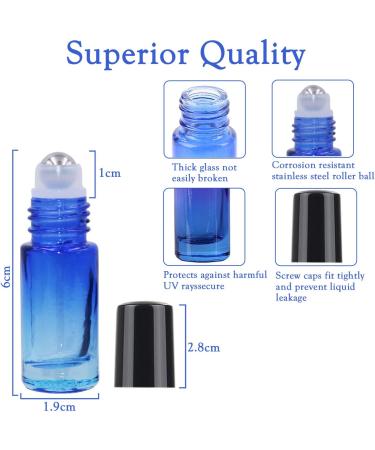15Pcs 5Ml Essential Oil Roll on Bottles - JamHooDirect Refillable Rainbow Glass Roller Bottles with Stainless Steel Roller Balls & Black Caps & Bottle Opener Perfect for Aromatherapy Fragrance - Buy Online on GoSupps.com